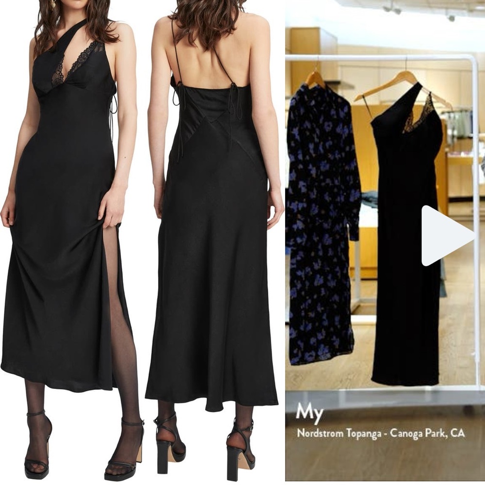 Bardot Lamont Slip Dress One Shoulder Lace